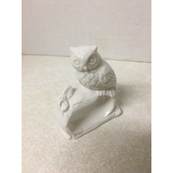 Vintage Set Of 5 Chickens And Owl Ceramic Napkin Rings 1970’s Country Decor - Picture 5 of 7